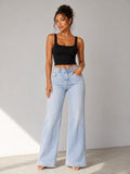 Camille Jane Sculpt Mid-Rise Jeans in light blue wash — full length front view