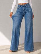 Camille Jane Sculpt Mid-Rise Jeans in vintage blue wash — front detail view