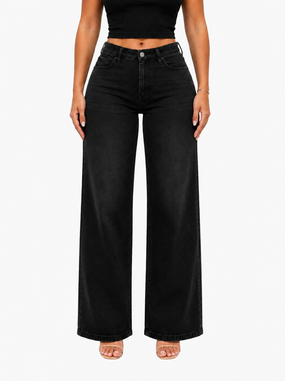 Black BBL Curve Wide-Leg Jeans — vertical format