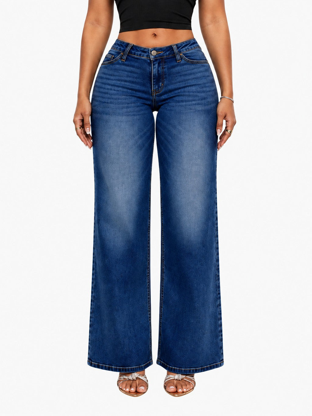 Dark Blue BBL Curve Wide-Leg Jeans — vertical format