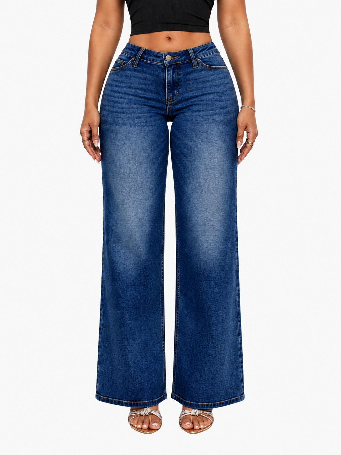 Dark Blue BBL Curve Wide-Leg Jeans — vertical format