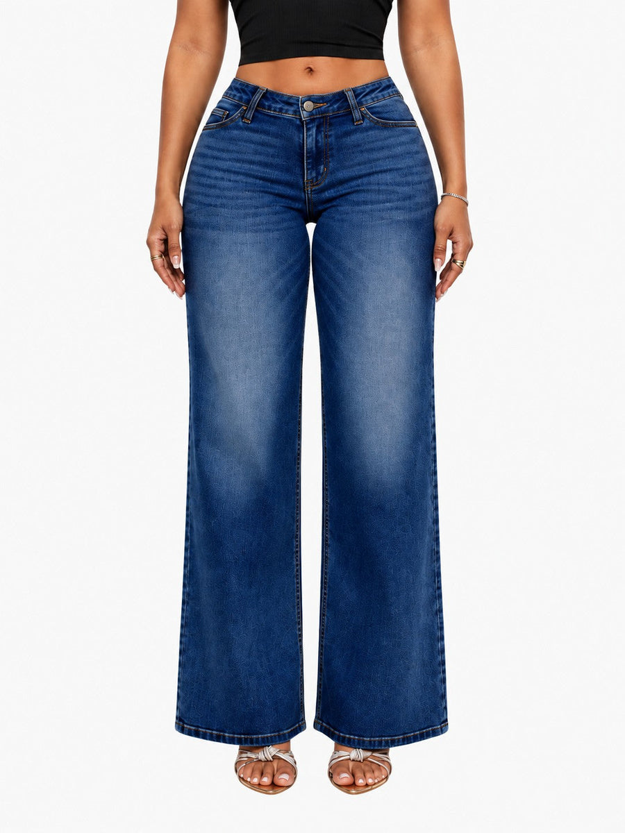 Dark Blue BBL Curve Wide-Leg Jeans — vertical format