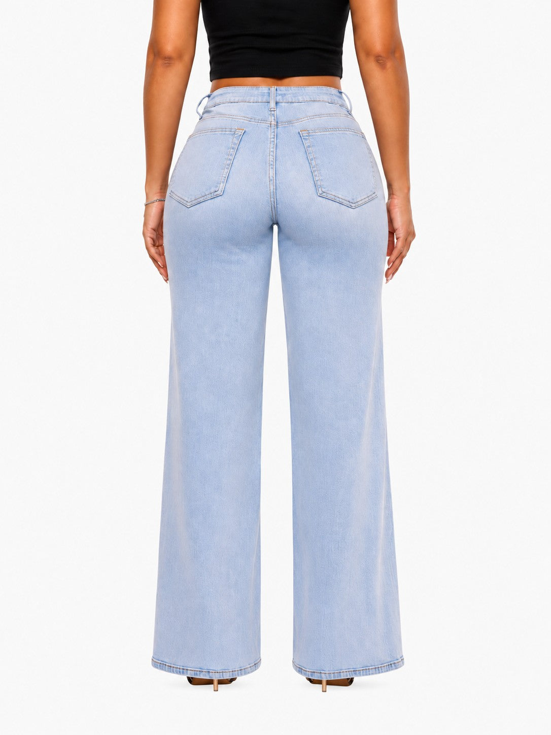 Light Blue BBL Curve Jeans, full-length back — vertical format
