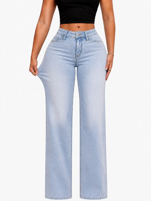 Light Blue BBL Curve Jeans, front detail — vertical format