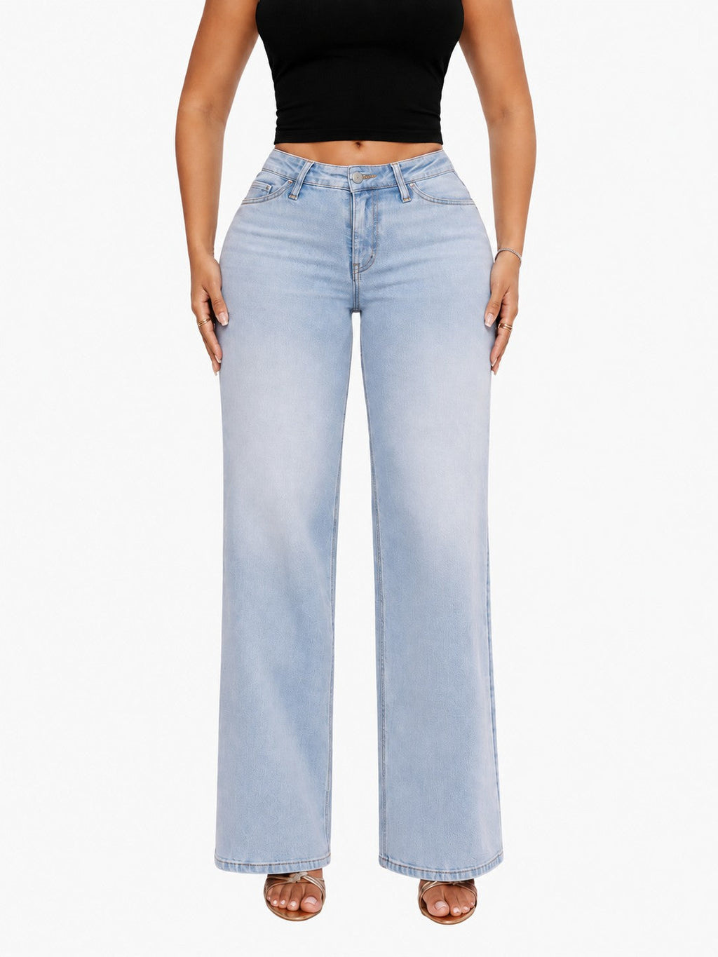 Light Blue BBL Curve Jeans, full-length front — vertical format