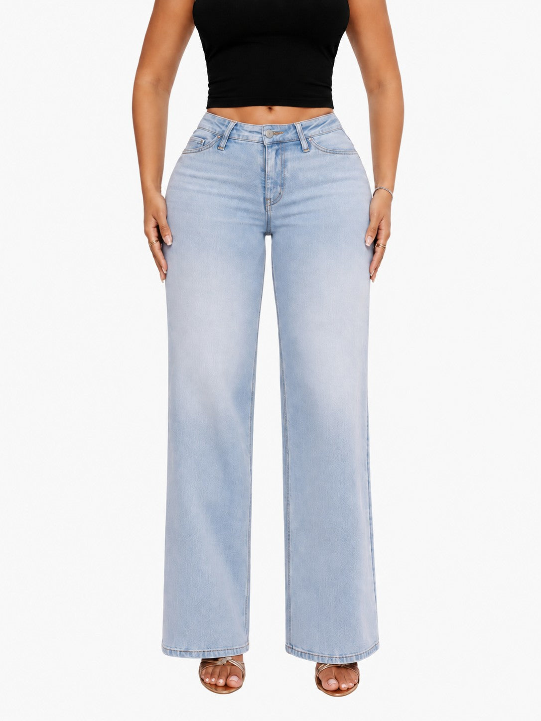 Light Blue BBL Curve Jeans, full-length front — vertical format