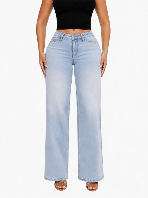 Light Blue BBL Curve Jeans, full-length front — vertical format