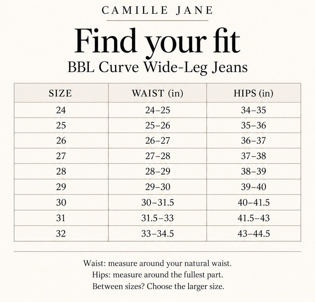 BBL Curve Wide-Leg Jeans: size guide