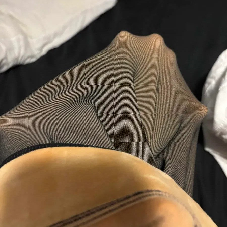 The tights turned inside out: thick, soft fleece lining