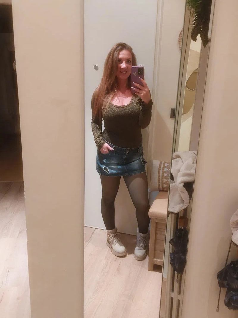 Plus Size Shaping Fleece-Lined Tights worn in real life